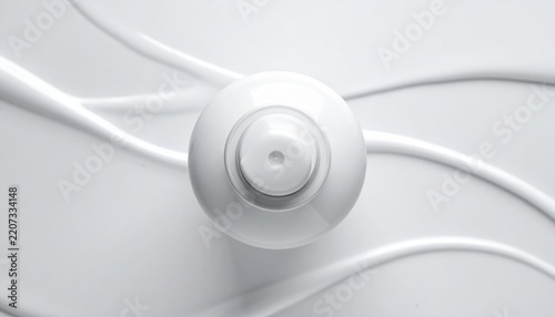 white cosmetic bottle top view on white background