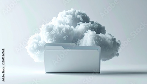 simple secure cloud folder on white background, clean composition