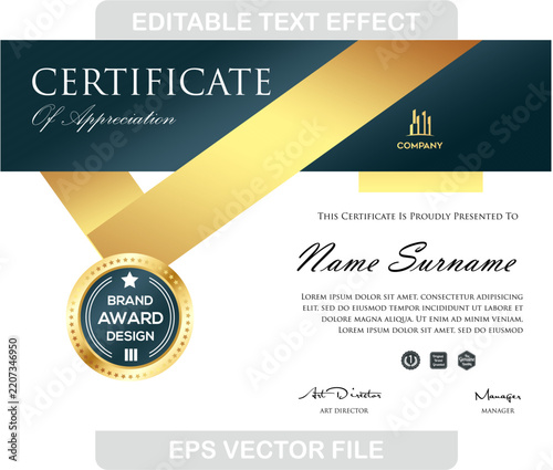 Luxury Dark Navy with Broad Gold Sash Certificate