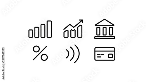 Finance and Banking Outline Icons Set for Business, Payment and Investment
