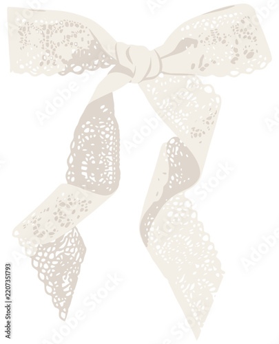 Classic Lace Ribbon Vector Illustration Beige Color Flat Style