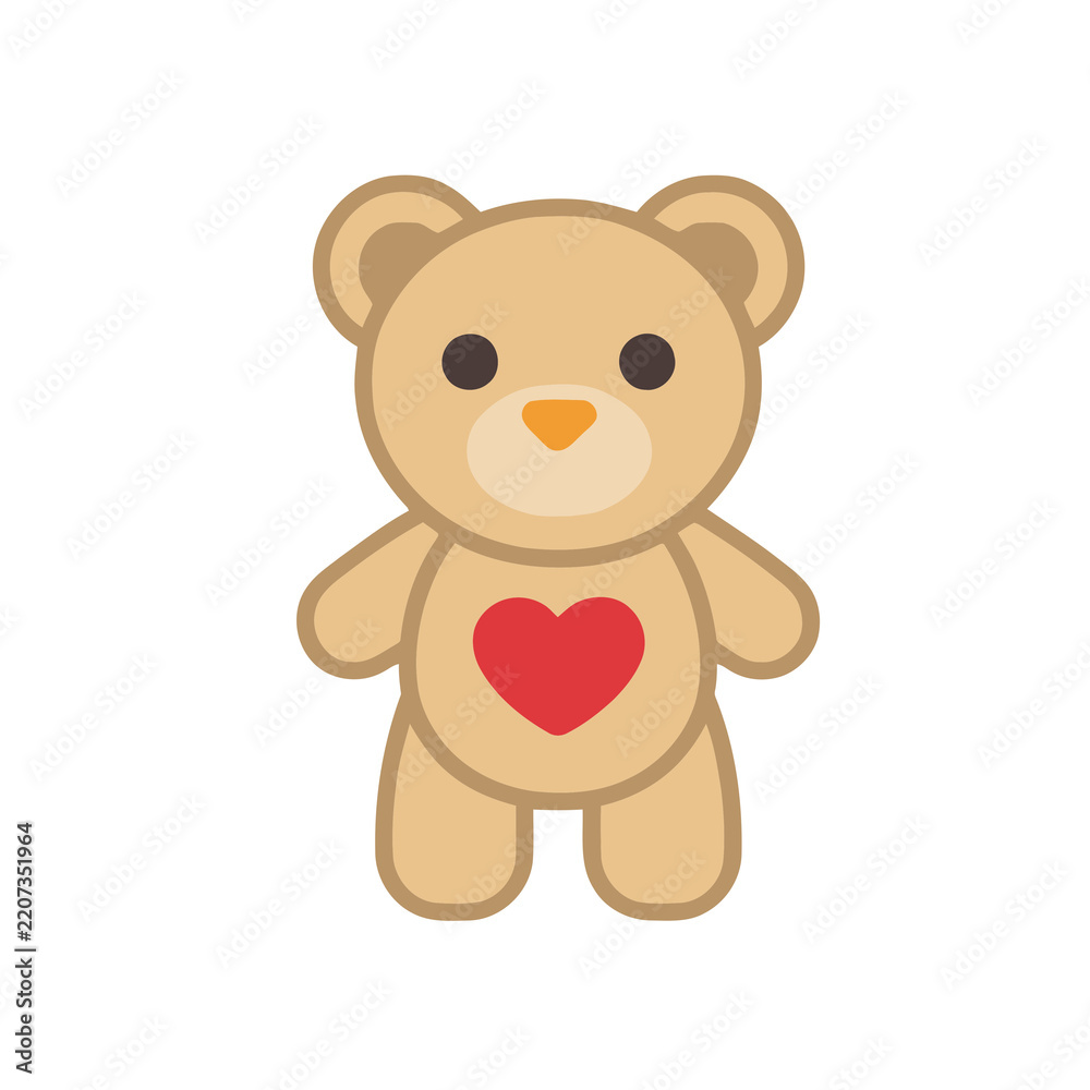 Fototapeta premium Cartoon teddy bear with red heart