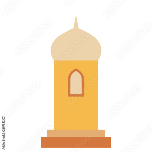 Stylized building with dome and arched window