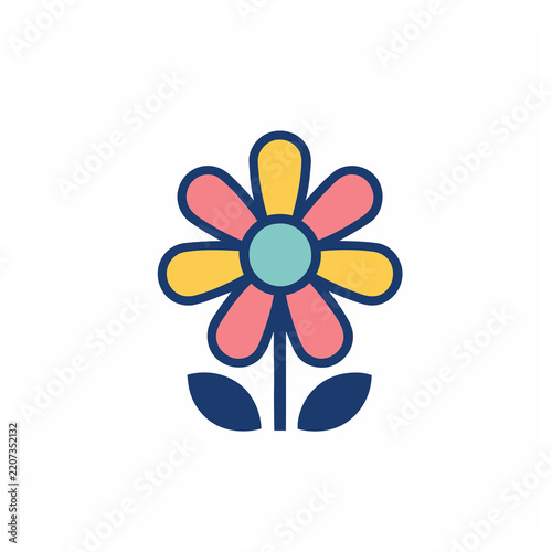 Stylized flower icon with colorful petals