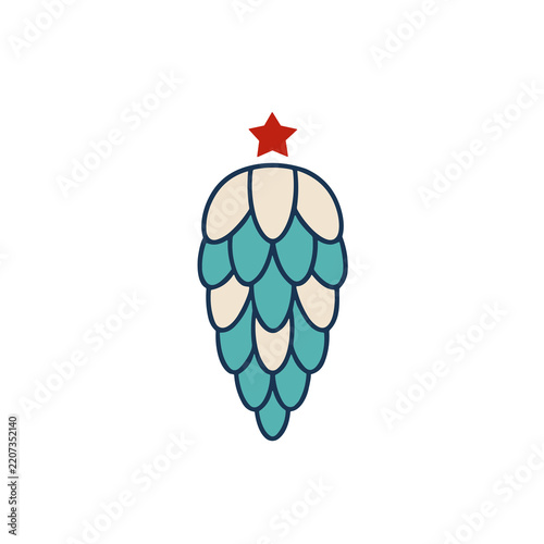 Stylized Pine Cone with Red Star