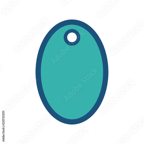 Teal oval tag with hole isolated on transparent background
