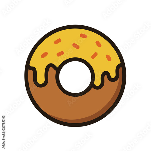 Yellow frosted donut with sprinkles isolated on transparent background