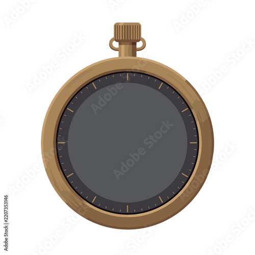 Vintage Pocket Watch with Blank Face Isolated on White Background