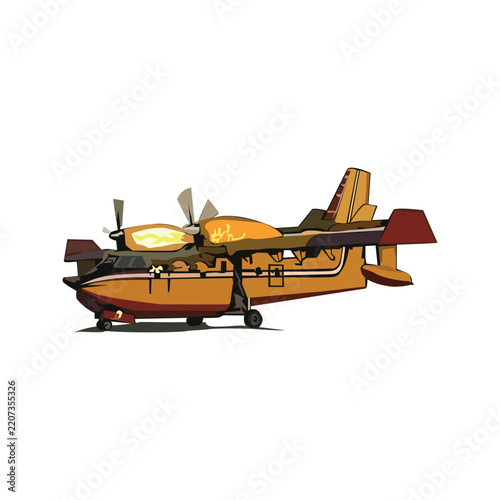 Airplane Firefighting illustration design template