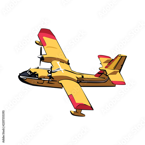 Airplane Firefighting illustration design template
