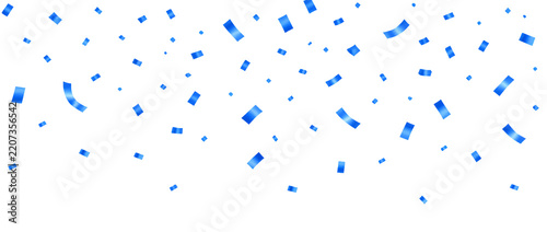 Blue confetti falling isolated on transparent background