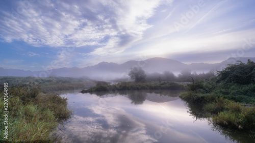 Misty Morning Landscapes in Pitt Meadows, British Columbia, Canada