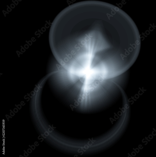 Bright white lens flare with glowing light rings and optical effects showcasing digital radiance across clean visual elements designed for futuristic projects on transparent background