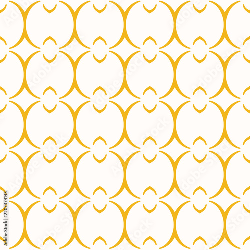 Seamless geometric pattern with yellow circular shapes on white background