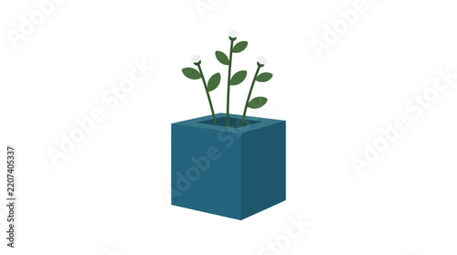 Potted Plant Flat Vector Illustration