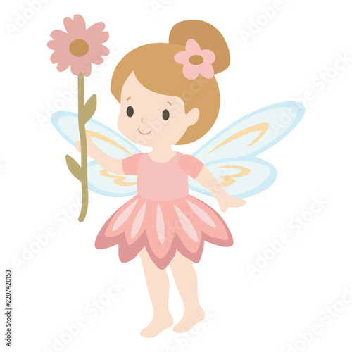 Cute little  garden fairy  vector cartoon illustration
