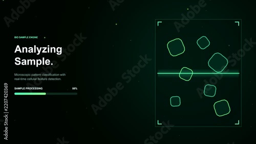 Digital HUD interface scanning micro particles animation