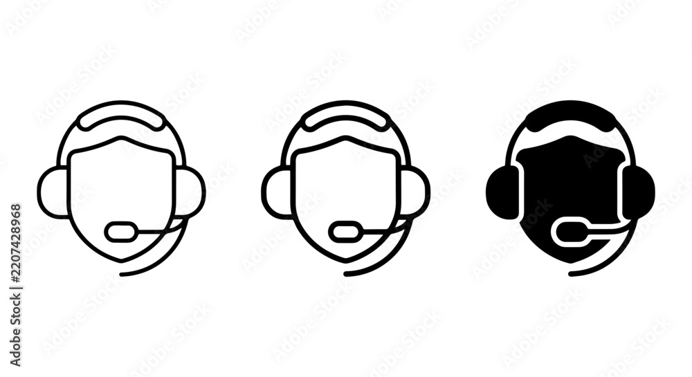 Fototapeta premium Customer Support Icons, Operator Headset Graphics, Service Agent Symbols, Vector Set