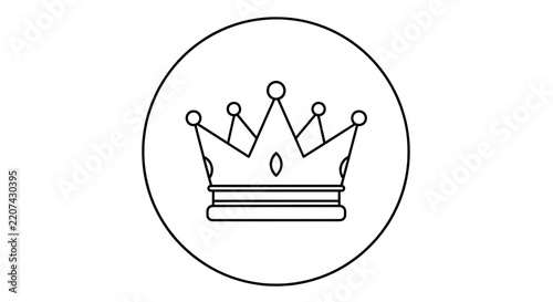 Simple line art royal crown icon inside a circle.