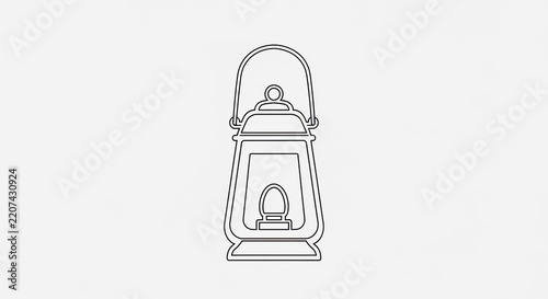 Simple black line art icon of a camping lantern.