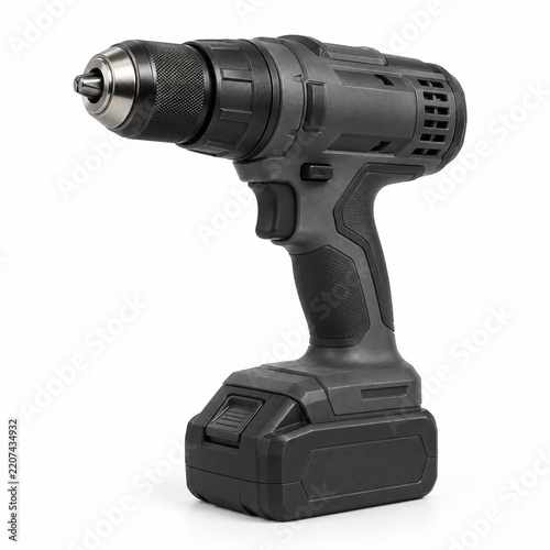 Generic Cordless Electric Drill Isolated on White