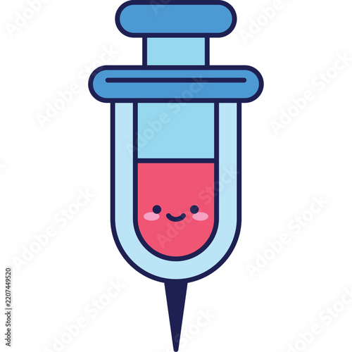 Cute Kawaii Medical Syringe Vector Illustration
