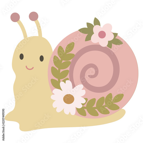 Cute little  garden snail vector cartoon illustration