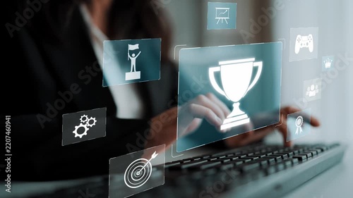 Achievement and success concept representing goal accomplishment, motivation, performance, competition, and excellence in business and personal growth Marrow