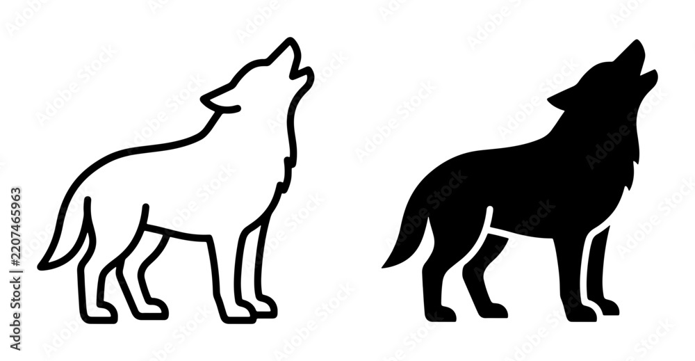 Obraz premium Howling wolf silhouette for a logo or sticker