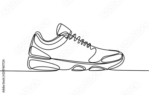 Running shoe drawn with a single continuous black line