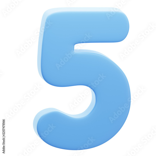 3D Blue Number Five