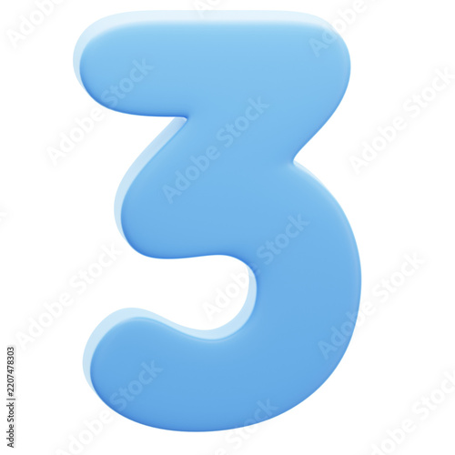 3D Blue Number Three