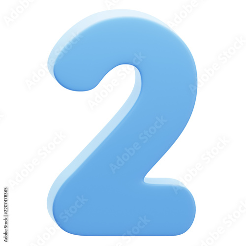 3D Blue Number Two