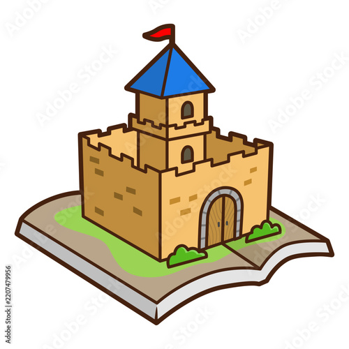 castle flipbook cartoon vector illustration
