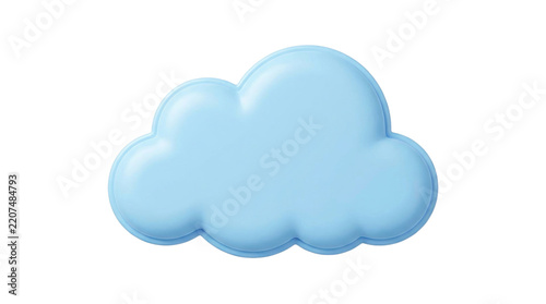Smooth pastel blue cloud shape against a white background, isolated graphic element for creative design and communication