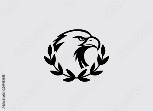 Eagle Head and Laurel Wreath Emblem Logo Design