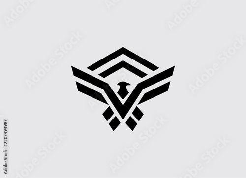 Geometric Eagle Shield Emblem Logo Design