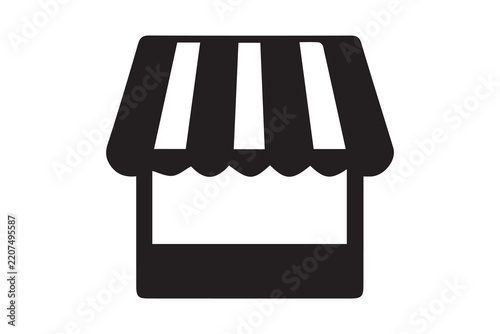 Minimalist shop awning icon with copy space for retail marketing and sale flyers
