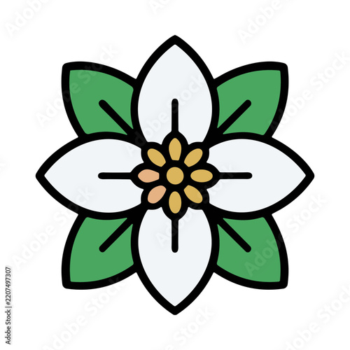 Delicate White Flower Blooming Amidst Green Leaves in Natural Setting