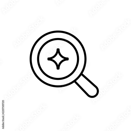 AI Magic Search and Sparkle Enhancement Vector Icon