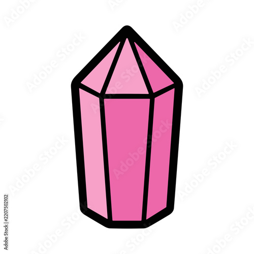 Faceted Pink Crystal Gemstone with Geometric Shape and Light Reflection
