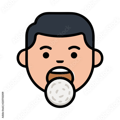 Expressive Cartoon Face Icon of a Joyful Man with a Playful Smile