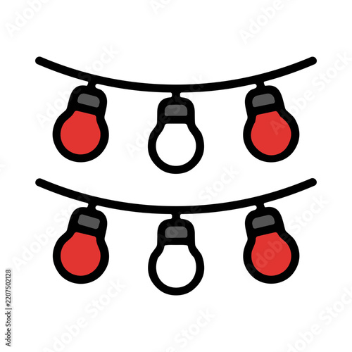 Festive Red and White Decorative String Lights Against a Dark Background