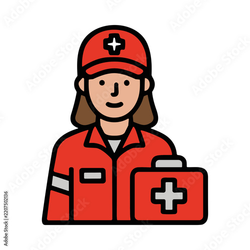 Female Paramedic in Uniform Holding First Aid Kit Ready for Emergency Response