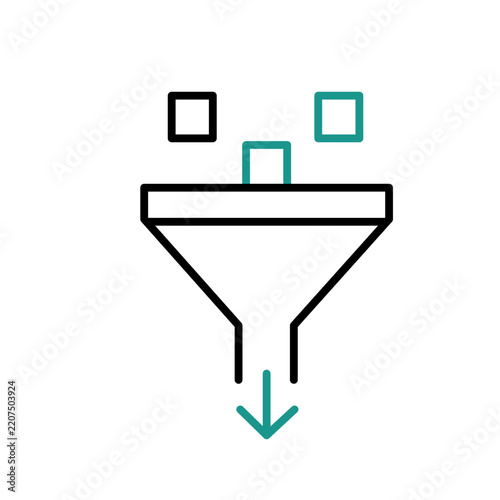 Funnel Filtering Data Boxes With Arrow