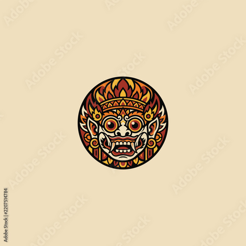 Mask bali logo style icon design template vector illustration