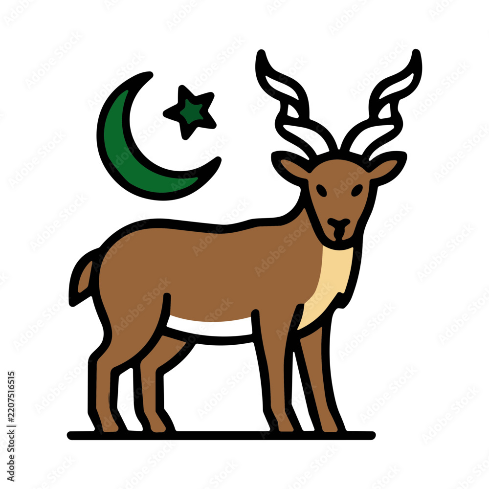 Obraz premium Majestic Deer Silhouette Under a Moon and Star in a Mystical Forest