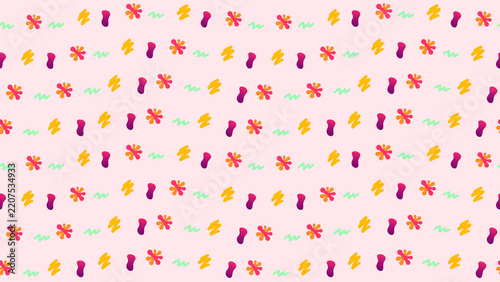 Colorful Abstract Pattern with Flowers and Shapes