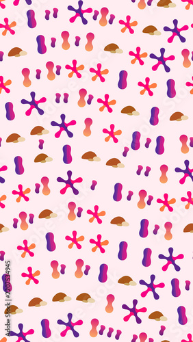 Colorful abstract shapes and rounded forms seamless pattern