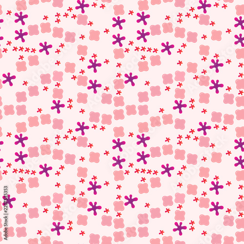 Seamless pattern of abstract pink and purple shapes